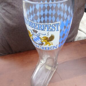 RARE Oktoberfest München Beer Boot – Discontinued Lion Crest Design – 1L Glass – Bavarian Diamonds