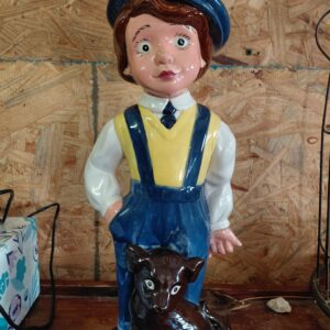 Vintage-Style Ceramic Boy & Little Dog Collectible Figurine